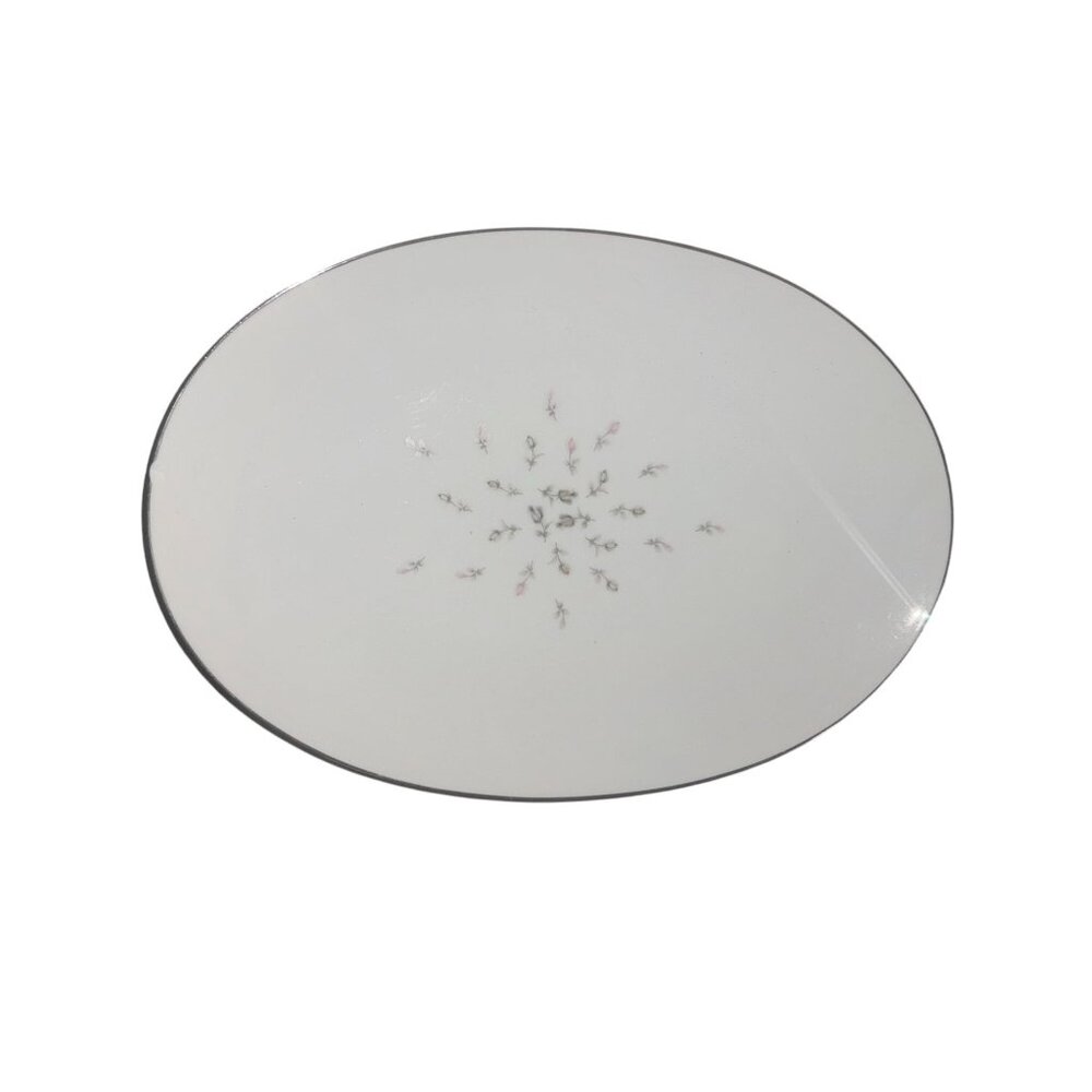 Vintage Oval Ceramic Platter With Floral Design